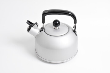 Stainless steel Kettle with whistle isolated on white background