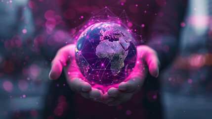 a person holding a glowing globe