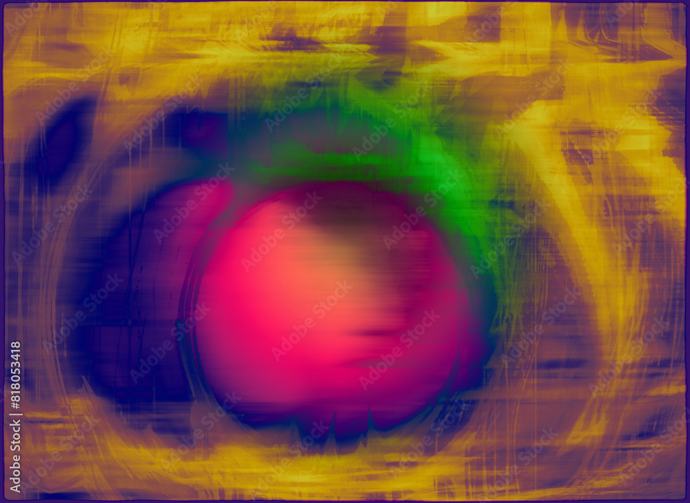 Poster a new planet abstract design with motion blur and glitch effect in multicolor