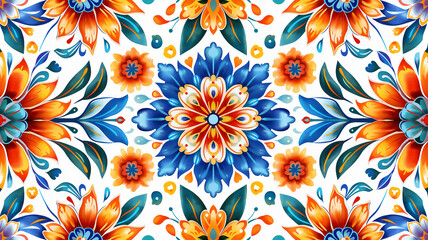 patron floral sobre la cultura mexicana, colores vivos