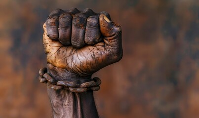 african slave fist bound by chain. for commemorate freedom from slavery in America. Juneteenth celebrate photo concept.