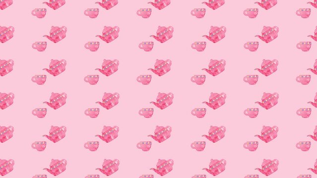 ティータイムのパターン背景（12秒ループ）ピンク