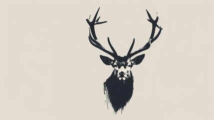 elegant deer head silhouette vector wildlife illustration