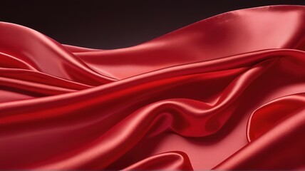 Obraz premium Long dress in red silk satin Wrinkles. For backgrounds or artwork