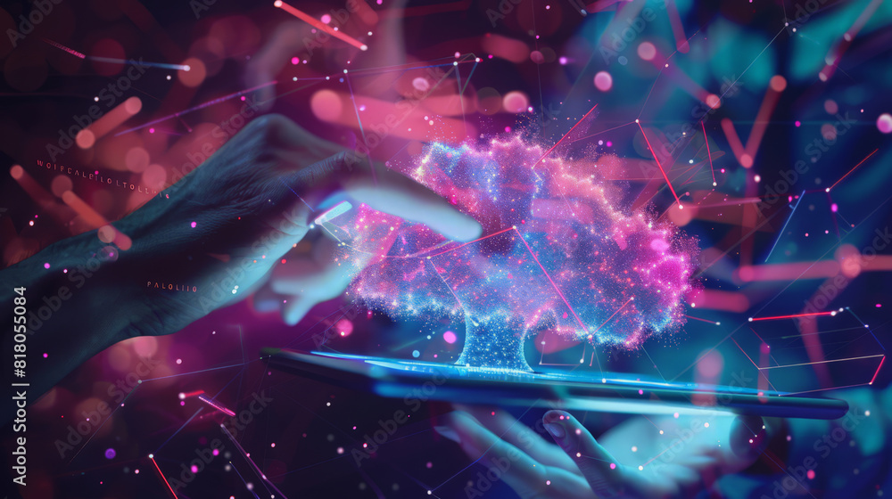 Aufkleber data science, ai, digital technology concept. computer programmer using digital tablet with big data