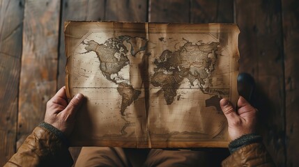 A pair of hands holding a vintage map.