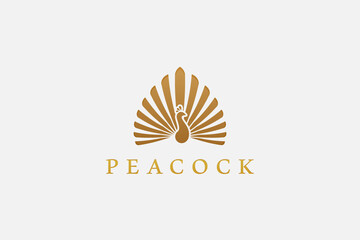 golden peacock vector illustration usable for logo design related to poultry. nature. farmer. animal. bird