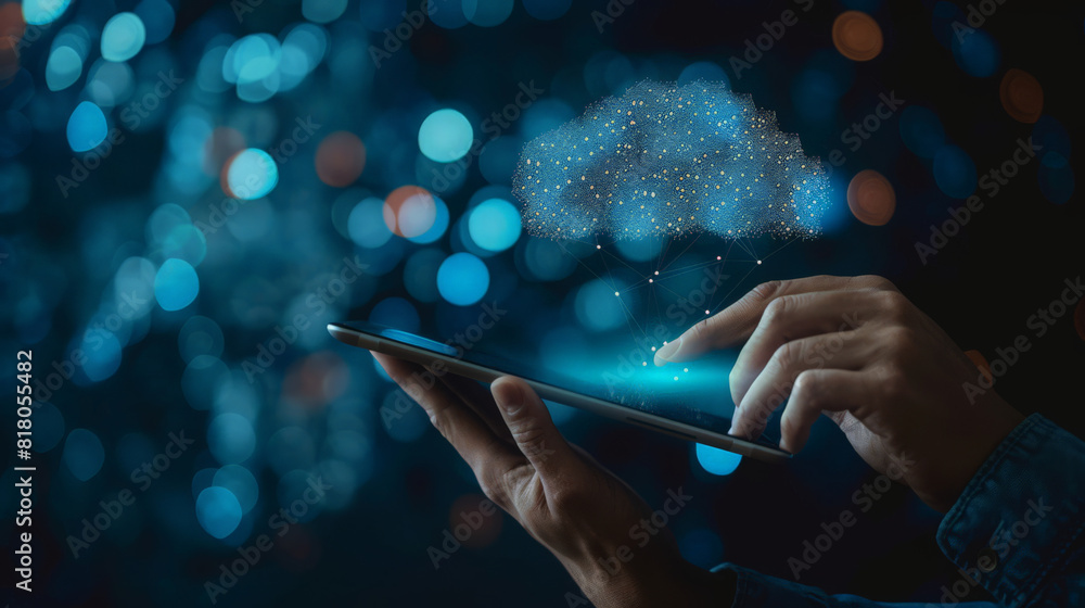 Aufkleber data science, ai, digital technology concept. computer programmer using digital tablet with big data
