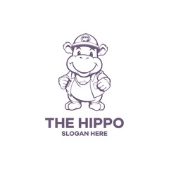 Cute hippo logo vector illustration