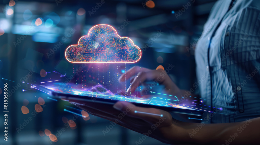Aufkleber data science, ai, digital technology concept. computer programmer using digital tablet with big data