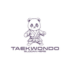 Taekwondo panda logo vector illustration