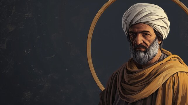 Ibn Rushd (Averroes): Islamic Golden Age Philosopher And Scientist - Fictional Character With Copy Space To Add Text