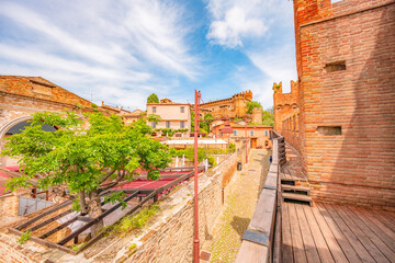 Village scene in Italy - Gradara - Pesaro province - Marche region. Town Walls of Gradara