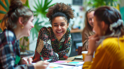 Group of young creative people in a meeting at office. Diverse group of people