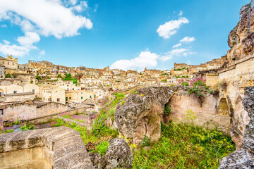 View of the ancient town of Matera, Sassi di Matera in Basilicata, southern Italy