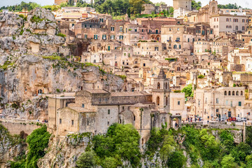 Fototapeta premium View of the ancient town of Matera, Sassi di Matera in Basilicata, southern Italy