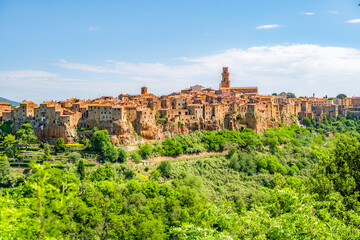 Pitigliano city on the cliff in summer, Italy