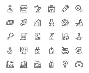 Production out line icon set