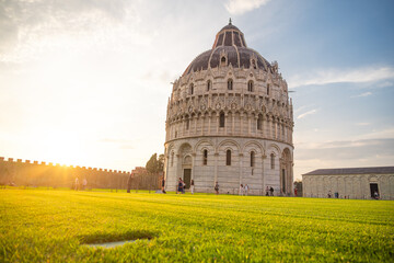 Pisa Cathedral and the Leaning Tower in Pisa, Italy.