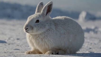 Obraz premium Arctic Hares Navigating the Snow