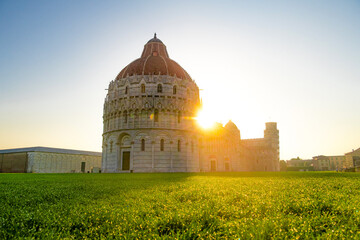 Pisa Cathedral and the Leaning Tower in Pisa, Italy.