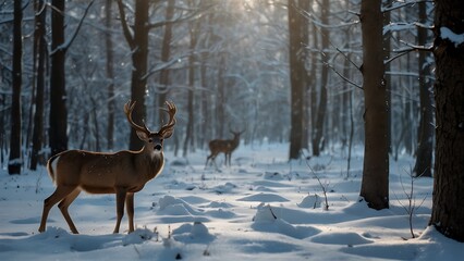 Elk Amongst the Snow