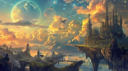 Painting of science fantasy epic UHD wallpaper