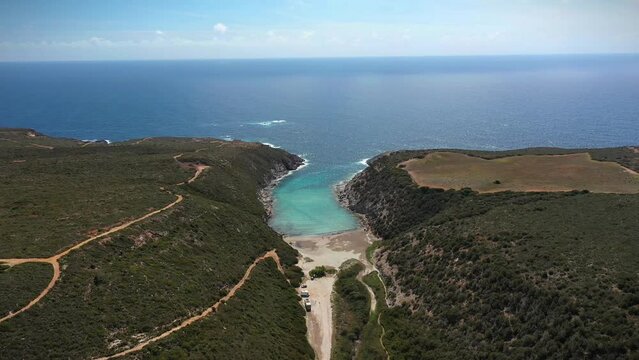 Aerial View of Cala Lunga, Isola di Sant'Antioco, South Sardinia