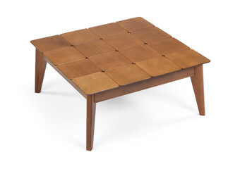 coffee table isolated white background . wooden