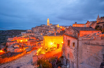 View of the ancient town of Matera, Sassi di Matera in Basilicata, southern Italy