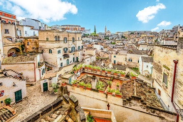 View of the ancient town of Matera, Sassi di Matera in Basilicata, southern Italy