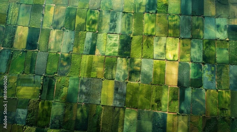 Poster A green field with a pattern of squares