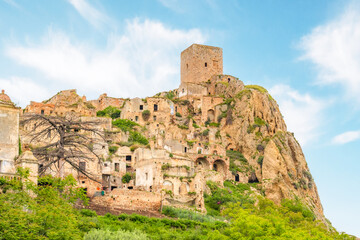 The ghost town. village of Craco, Basilicata region, Italy.