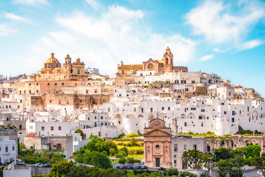 Ostuni white town skyline, Brindisi, Apulia Italy. Europe.