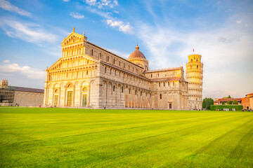 Pisa Cathedral and the Leaning Tower in Pisa, Italy.