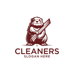 Beaver cleaners logo vector illustration
