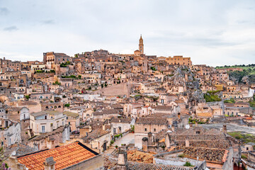 View of the ancient town of Matera, Sassi di Matera in Basilicata, southern Italy