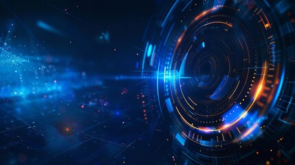 Obraz premium futuristic blue abstract background with glowing tech elements abstract backgrounds