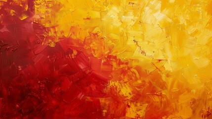 Acrylic oil painting on canvas yellow and red brushstrokes abstract background