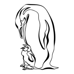 Penguin Line Art Vector. Penguin one continuous line design vector Illustration isolated on white background. Minimalistic silhouette