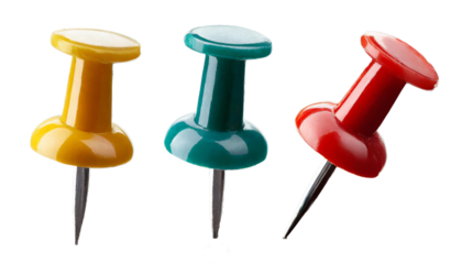  push pin isolated various colors - pushpin - with and without shadow