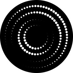 Circle with halftone dots. Design element for frame, logo, icon