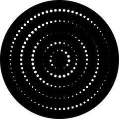 Circle with halftone dots. Design element for frame, logo, icon
