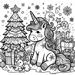 A coloring page of a unicorn meaning lively has illustrative harmony.