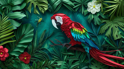a parrot on a branch surrounded by leaves
