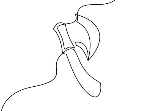 recommend clip art: Continuous one line drawing of axe carpentry tool.