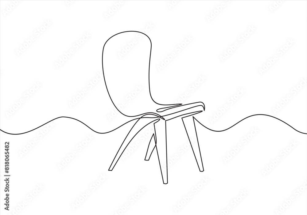 Aufkleber chair in continuous one line drawing. interior with furniture in simple linear style. editable strok