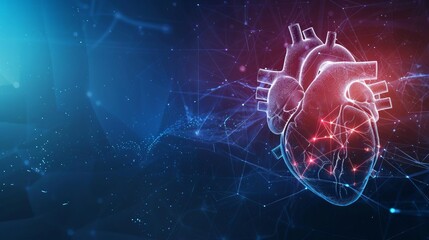 futuristic medical research or heart cardiology health care wide banner