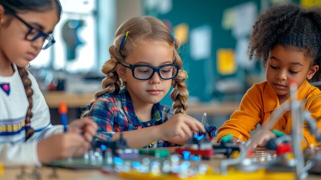 gifted children engaging in elementary stem course curious young minds classroom learning