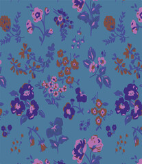 big flowers pattern , tropical floral, small flowers , flowers with leavers . vector illustration